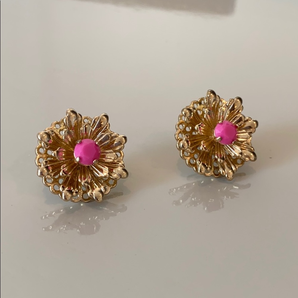 Pink and Gold Flower Earring 🌸